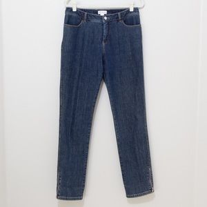 St. John Sport Women's Blue Denim Straight Leg Jeans with Zipper Details Size 10